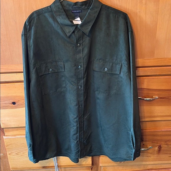 NWT Dark Green Button-Up Shirt 3X - Picture 1 of 9